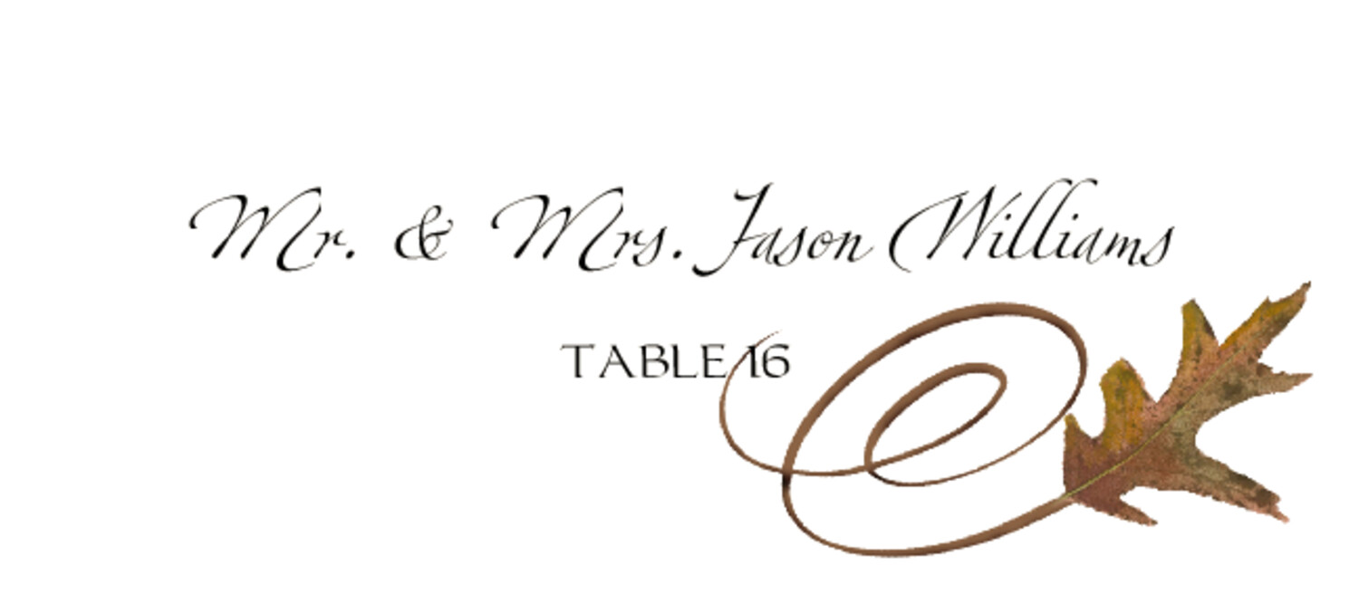 White Oak Swirl Autumn/Fall Leaves Place Cards