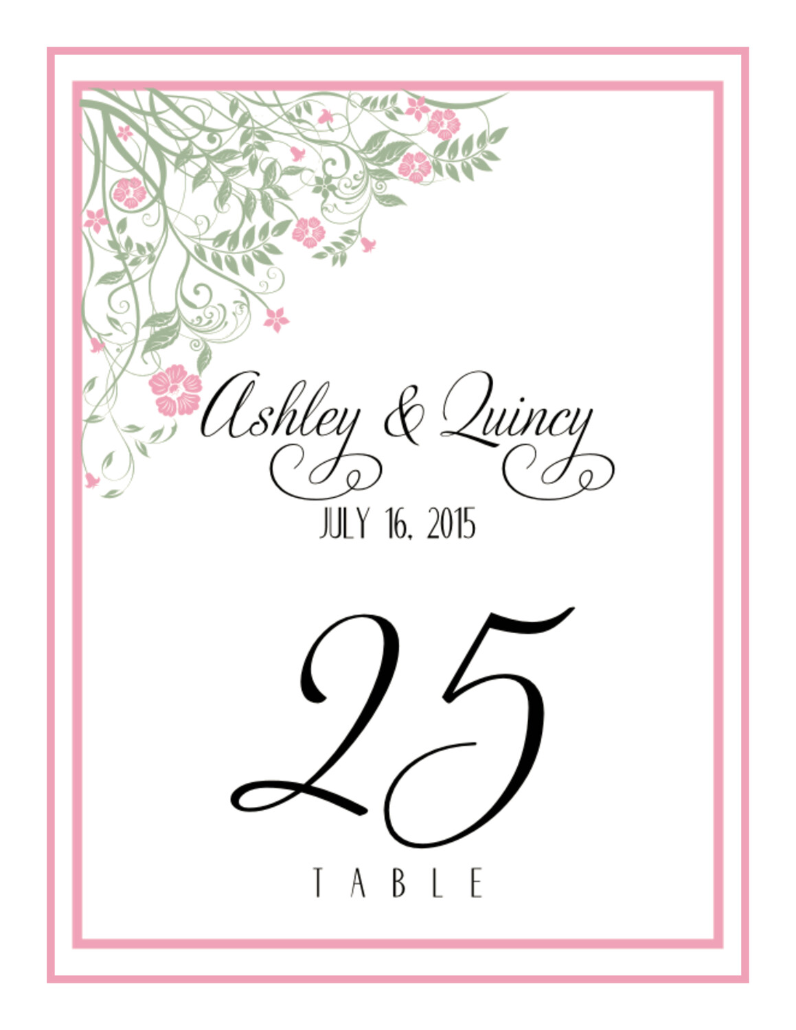 Windy Afternoon Table Numbers