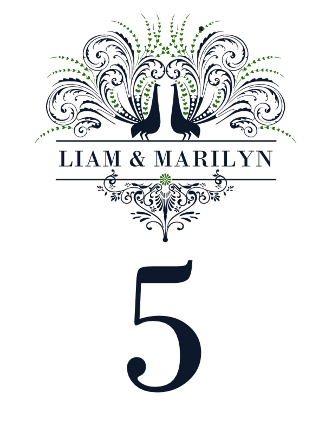 Pompous Peacock Birds and Butterflies Table Numbers