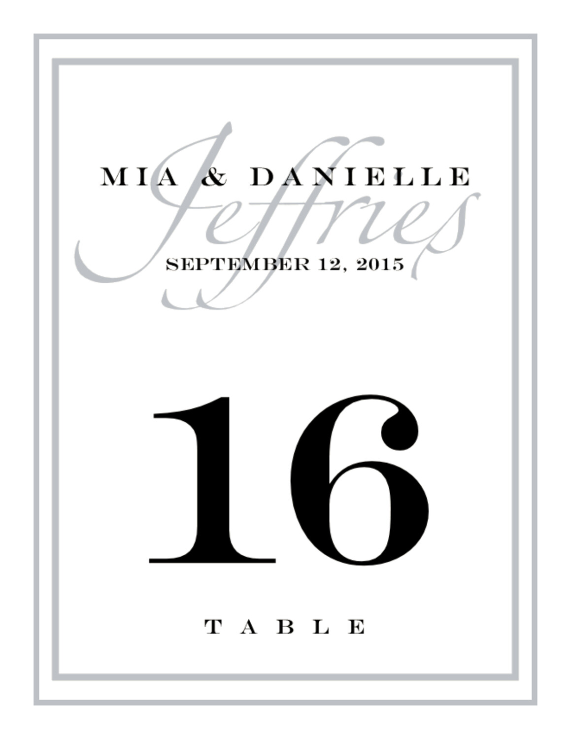 Zapfino Monogram 08 Contemporary and Classic Table Numbers