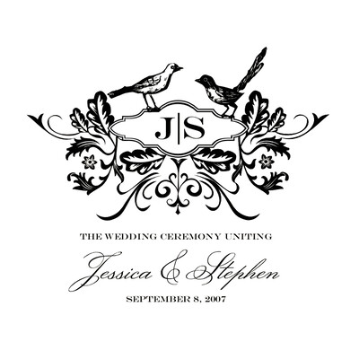 Woodcut Birds Square Wedding Program