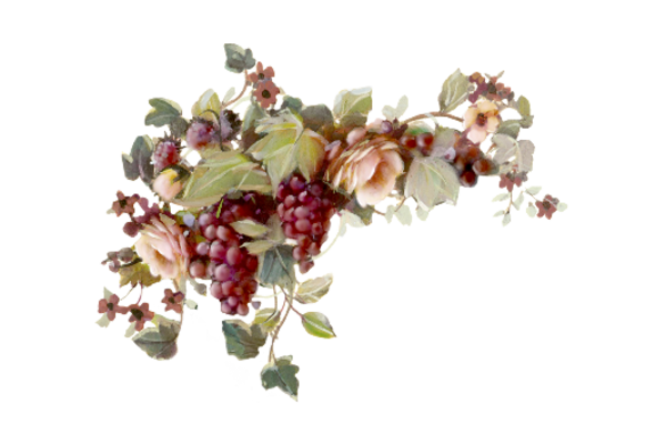 Spring Flowers, Autumn Leaves, Grapes Berries and Peach Roses Artwork