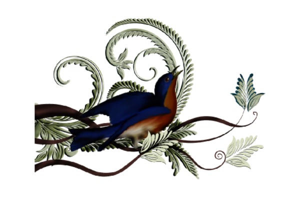 Birds and Butterflies Elle Blue Bird Artwork