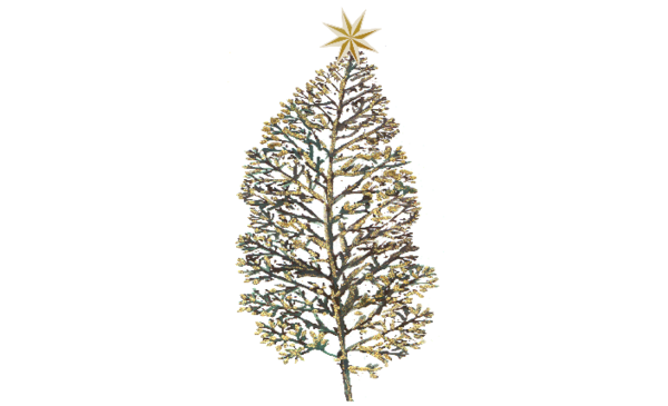 Winter and Holiday Christmas Tree - Gold Artwork