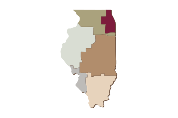 Cultural Illustrations Map of Illinois Artwork