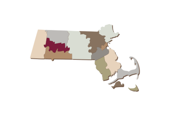 Cultural Illustrations Map of Massachusetts Artwork